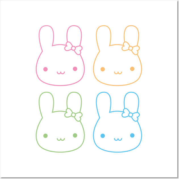 Kawaii Pastel Bunny Bows Wall Art by marcelinesmith